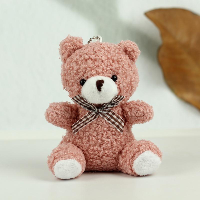 Plush Cuddly Teddy Bear Keychain Cute Coral Fleece Animal Gift For Kids And Adults