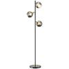 Living Room Floor Lamp In Metal with 3 Chrome Metal Globe Lampshades 40W Diameter 36 X 162H Cm Black and Grey