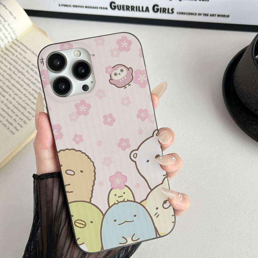Cartoon S-sumikko Gurashi For IPhone 17 16 15 11 12 13 14 Pro Max Plus Pro Corrugated Translucent Back Phone Cover