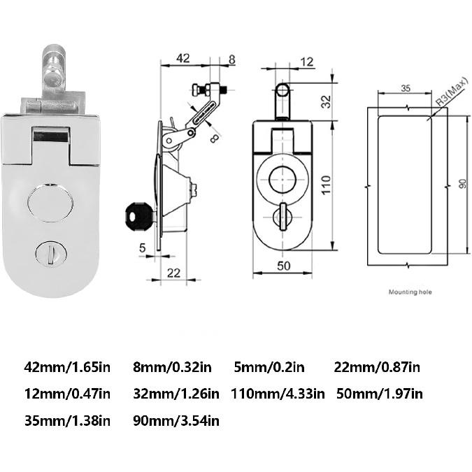RV Door Lock Trailer Entry Door Lock Compression Latch Powder Coated Zinc Alloy Antirust for Motorhome Yacht