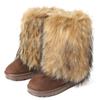 Women's New Winter Fur One-piece Imitation Raccoon Fur Warm Snow Boots Furry Shoes Outdoor Boots