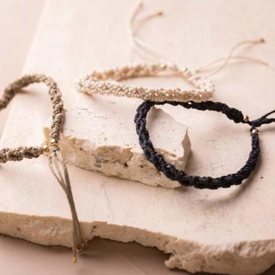 DIY Jewelry Kit - Macrame Bracelets - 3 Pcs - Black/Olive Brown/Sand - Intermediate - Mixed