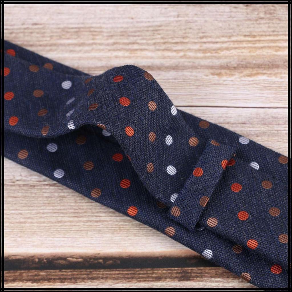 [White Fang] Polyester Polka Dot Necktie, BusinessCasual Fashion, One Size Fits All, Men's, NC126 (Navy)