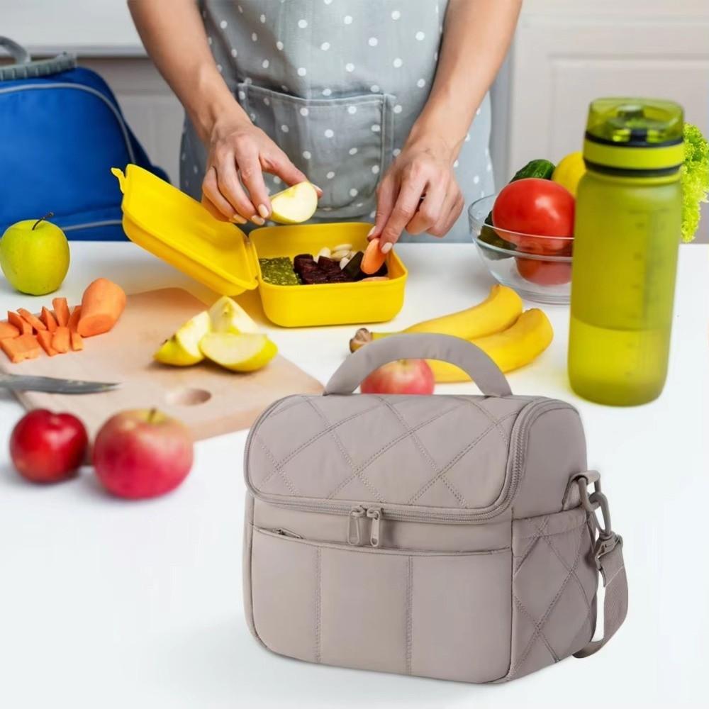 Soft Cooler Insulated Lunch Bag Quilted Puffer Thermal Bag Portable Lunch Storage  Picnic