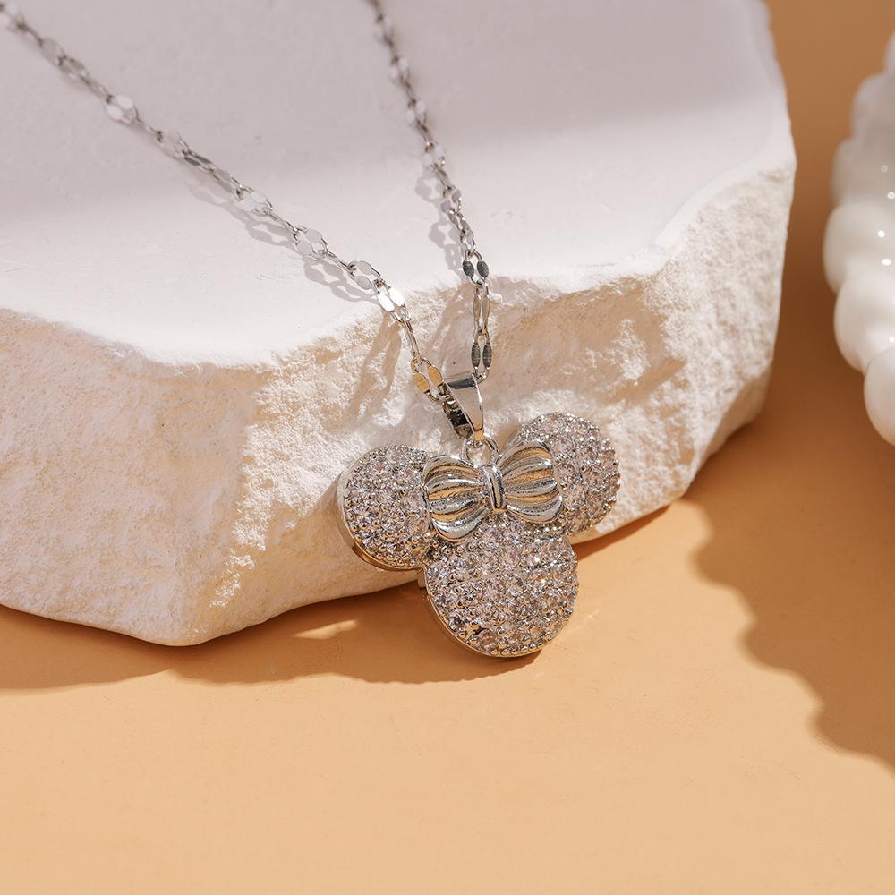 Women's Silver Titanium Steel Necklace with Micro-Inlaid Zircon - Elegant, Durable Clavicle Chain Jewelry
