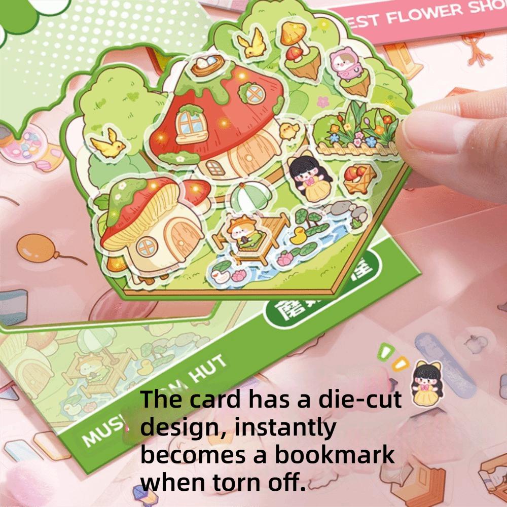 3Pcs Visual Stacking Miniature Landscape Sticker Collection DIY Cabin Scene Sticker Children Gift