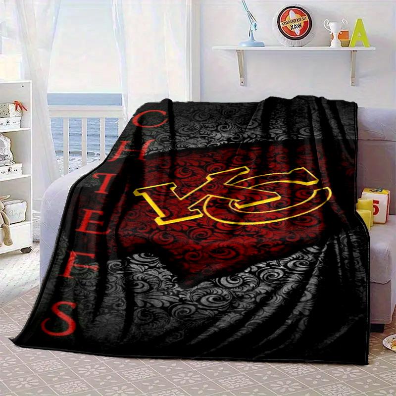 Kansas Chiefs Logo Portable Blanket/Soft Blanket Bedding Blanket Suitable for Travel Camping Living Rooms Offices Sofas Fan Gifts