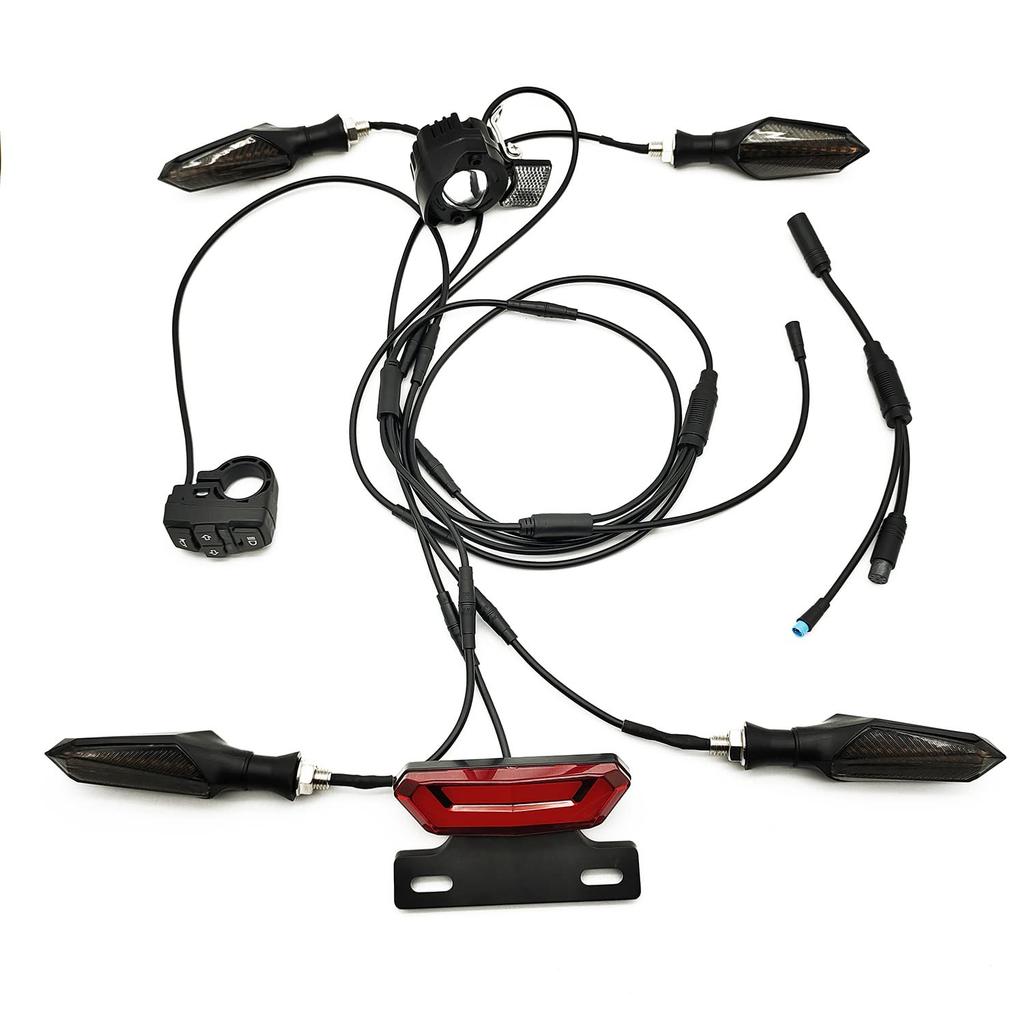 XBERSTAR Electric Bicycle Light Set Front and Rear Turn Signal Brake Lamp 9W Low Beam Waterproof Line