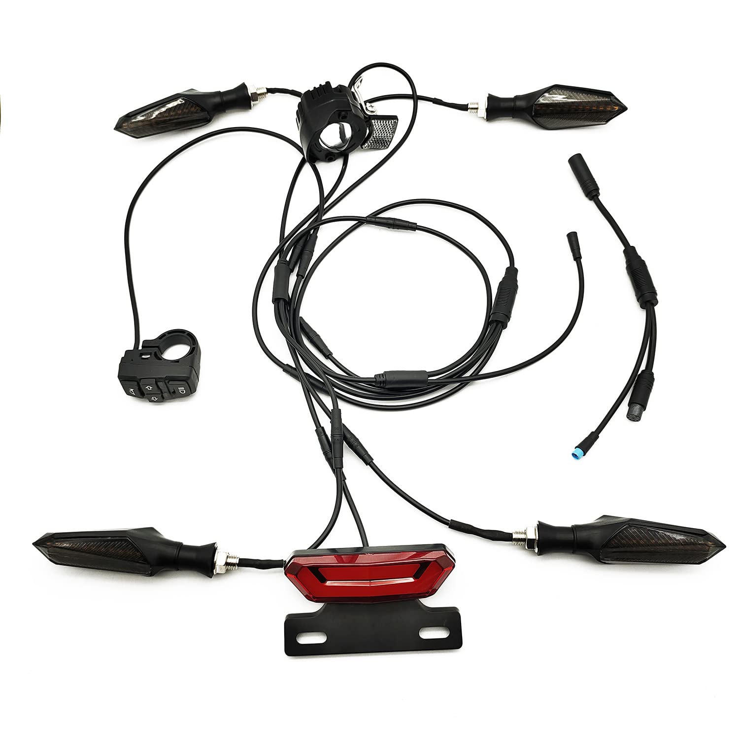 

XBERSTAR Комплект фонарей для электровелосипеда Передний и задний указатели поворота Стоп-сигнал 9 Вт Ближний свет Водонепроницаемая линия