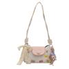 Printed Fashion Cartoon Women Shoulder Square Bag With Lace Bow And Pendant Doll