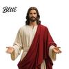 Jesus Figurine 5 Inch with Open Arm Hand Painted Religious Statue Resin Christian Sculpture for Spiritual Collection Home Decor Fabric Robe Figure