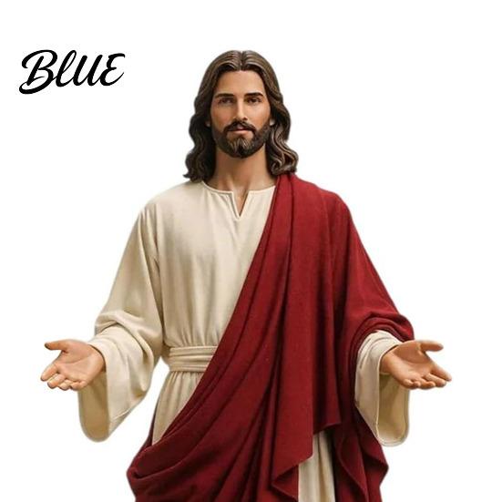 Jesus Figurine 5 Inch with Open Arm Hand Painted Religious Statue Resin Christian Sculpture for Spiritual Collection Home Decor Fabric Robe Figure