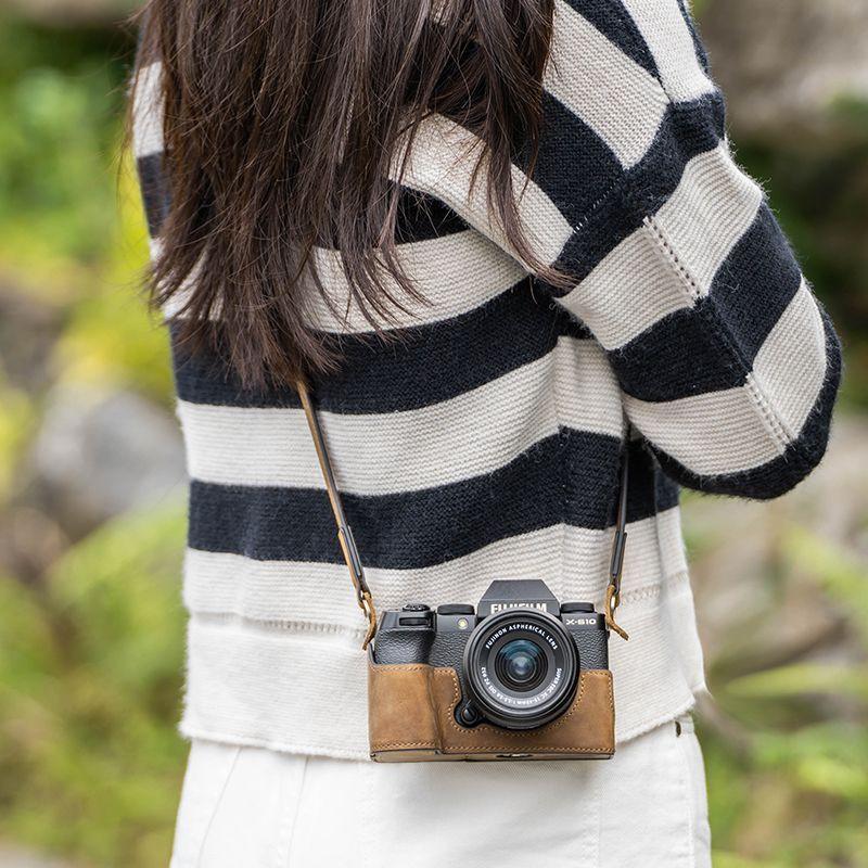 Genuine Leather Camera Base Case Fujifilm X-S20 X-S10 X-H2 X-H2S Compact Mirrorless Cameras Handheld Protective Sleeve
