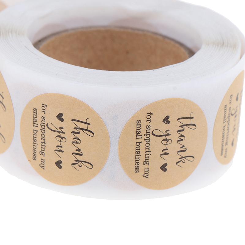 500Pcs/Roll Handmade Thank You Stickers Paper Label  Round Stationery Decor