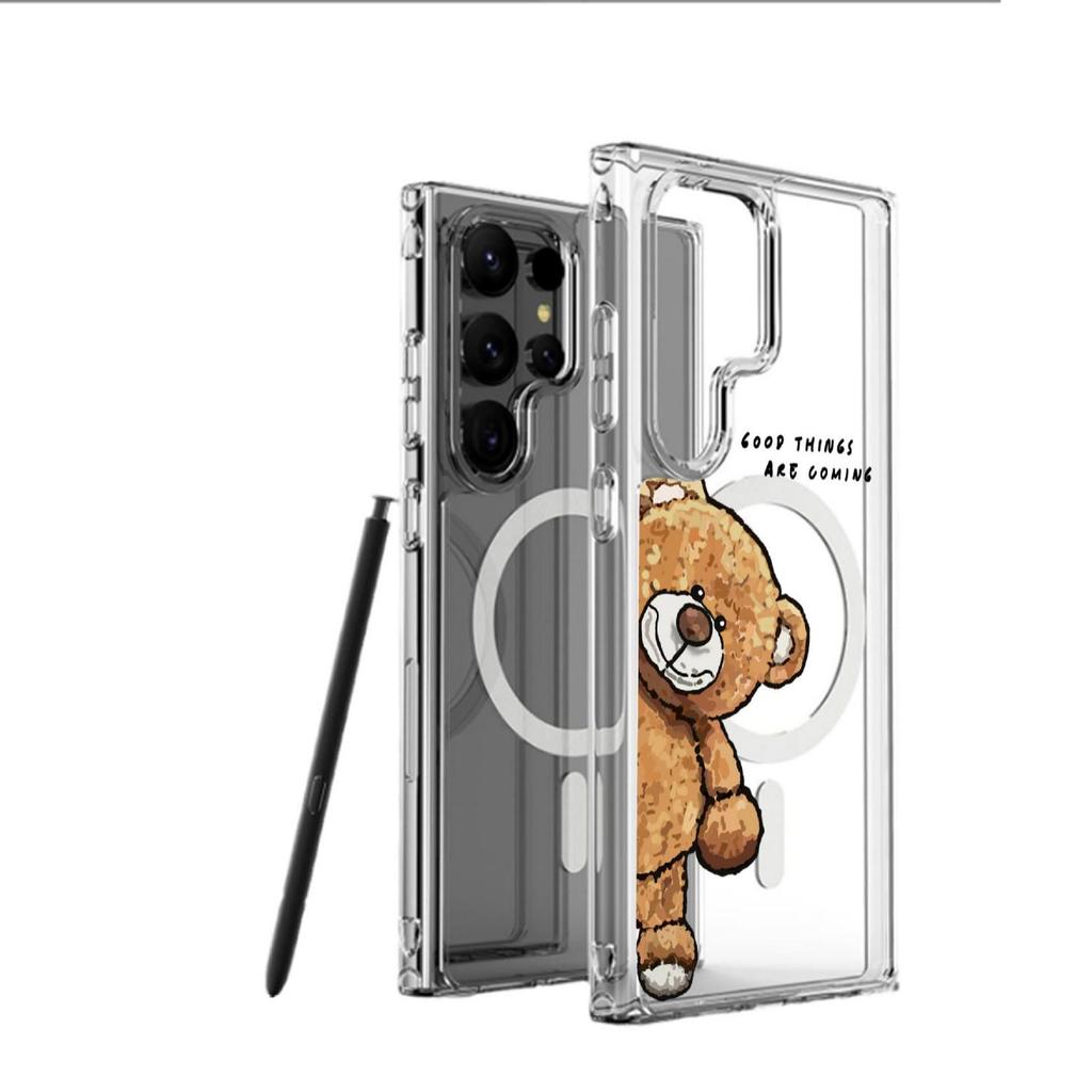 Tilting Bear Magnetic Transparent Full Coverage Case for iPhone 15/16/17 Pro Max