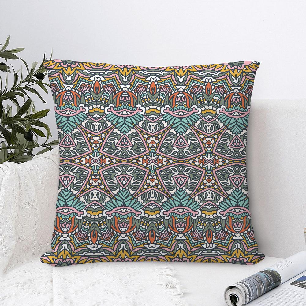 Ethnic Retro Totem Bohemian Pillow Case Sofa Decorative Home Double-sided Printing Short Plush Cushion Cover Throw Pillow Cover