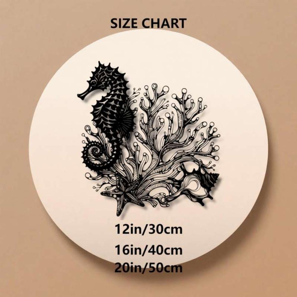 Seahorse Coral Metal Wall Art Large Coastal Iron Panel Outdoor Hanging Decor Marine Themed Housewarming Gift Nautical Farmhouse