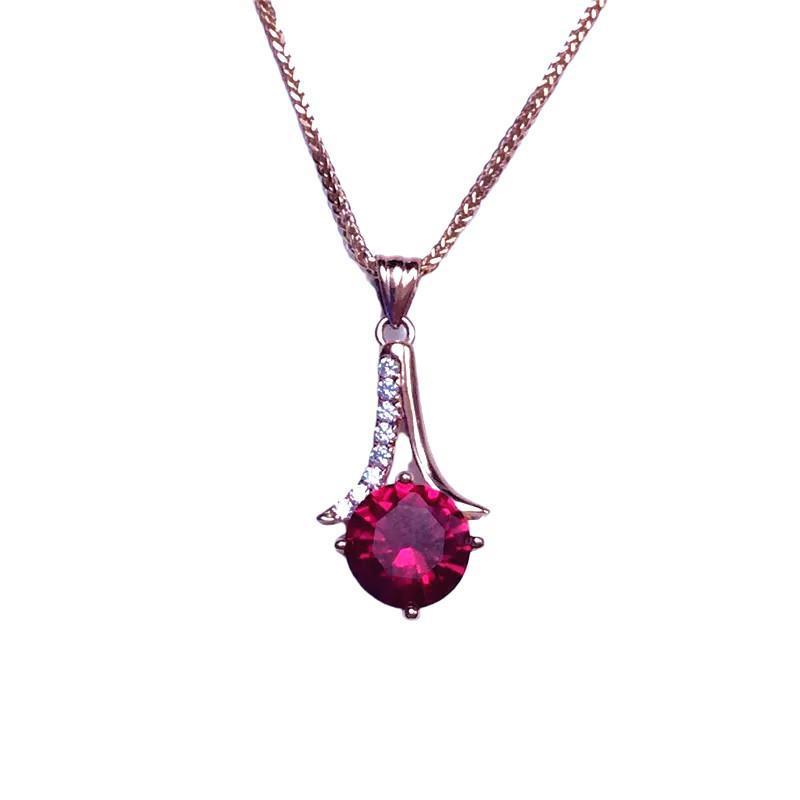 Pure Purple Gold Red Pomegranate Set Chain Flash Diamond Plated Rose Gold Color Gold Necklace Design