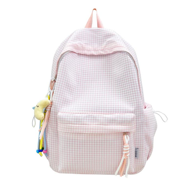 Schoolbag Korean Version Mori Fresh Plaid Backpack Large Capacity Lightweight Student Class Schoolbag Harajufeng Travel Backpack