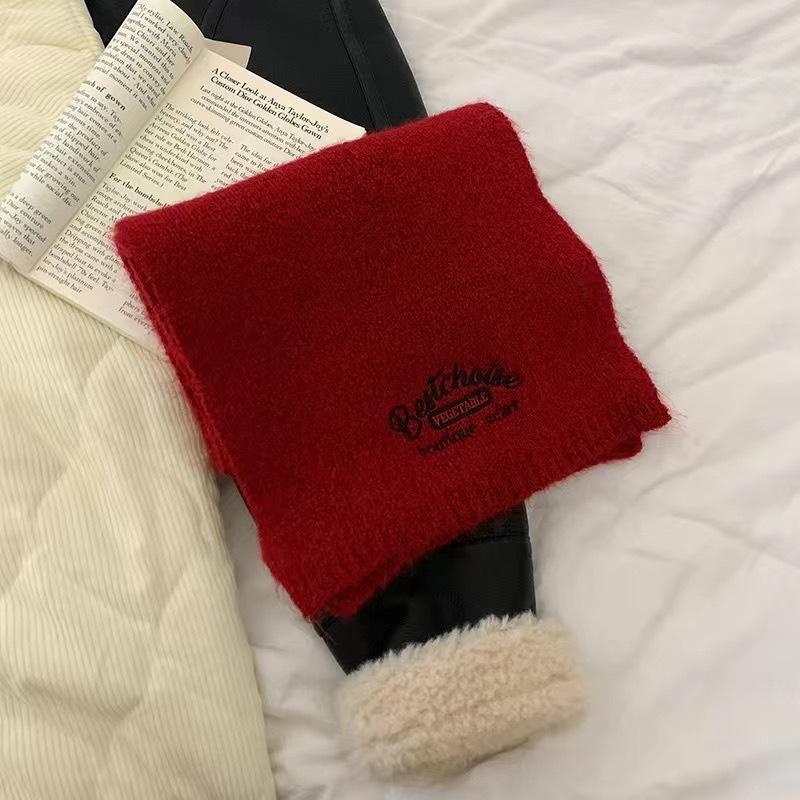 Scarf women's winter versatile warm couple student neck protection imitation cashmere knitted wool girls scarf senior sense men