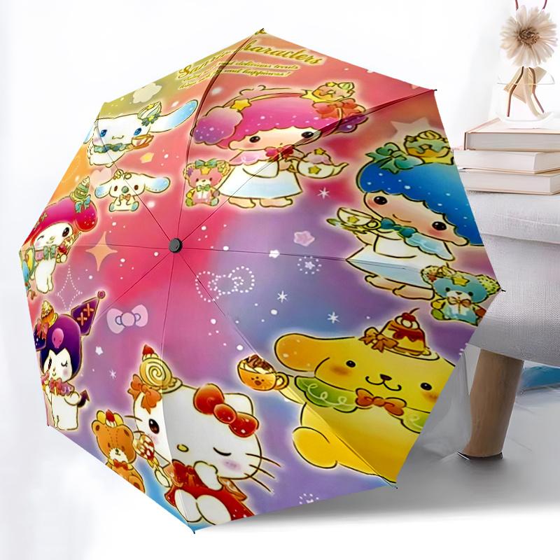 

1pc Sanrio Characters Automatic Folding Umbrella - Portable Three-Fold Design with 8-Bone Iron Frame, Perfect for Outdoor Use, Festive Gifts, Fans, Tr