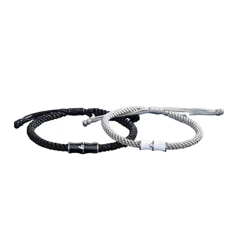 Fashion Lucky Bamboo Couple Bracelet for Women Men Simple Adjustable Braided Rope Bracelet Handmade Jewelry Valentine's Day Gift