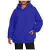 European 2023 Women's Autumn/Winter Plus Velvet Solid Color Loose Hooded Sweatshirt
