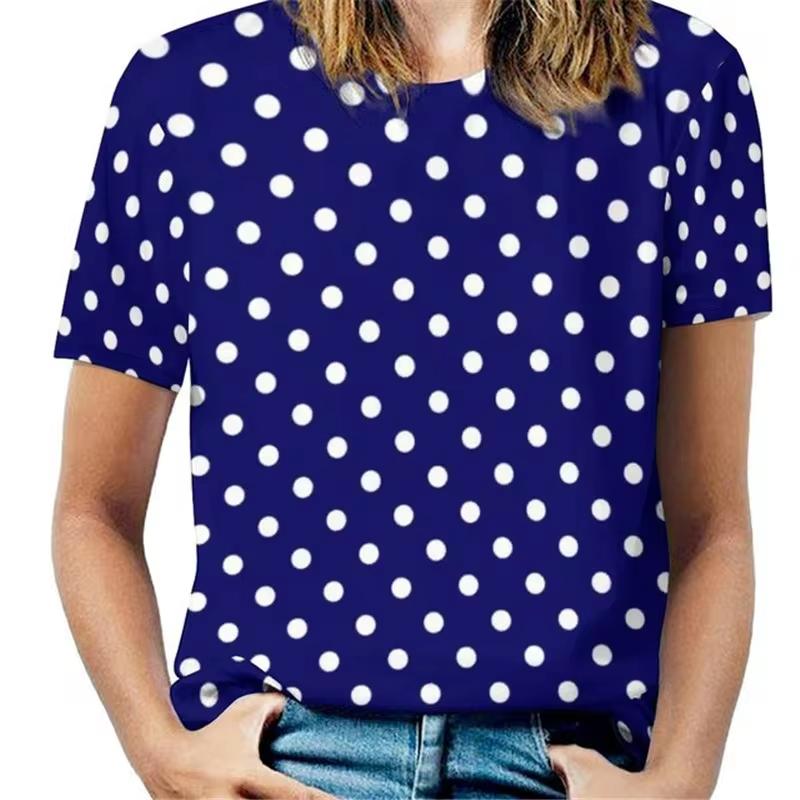Summer Vintage Polka Dot 3D Print Women's T-Shirts Women's Casual Short Sleeve T Shirt O-Neck Tees Harajuku Tops Female Clothing