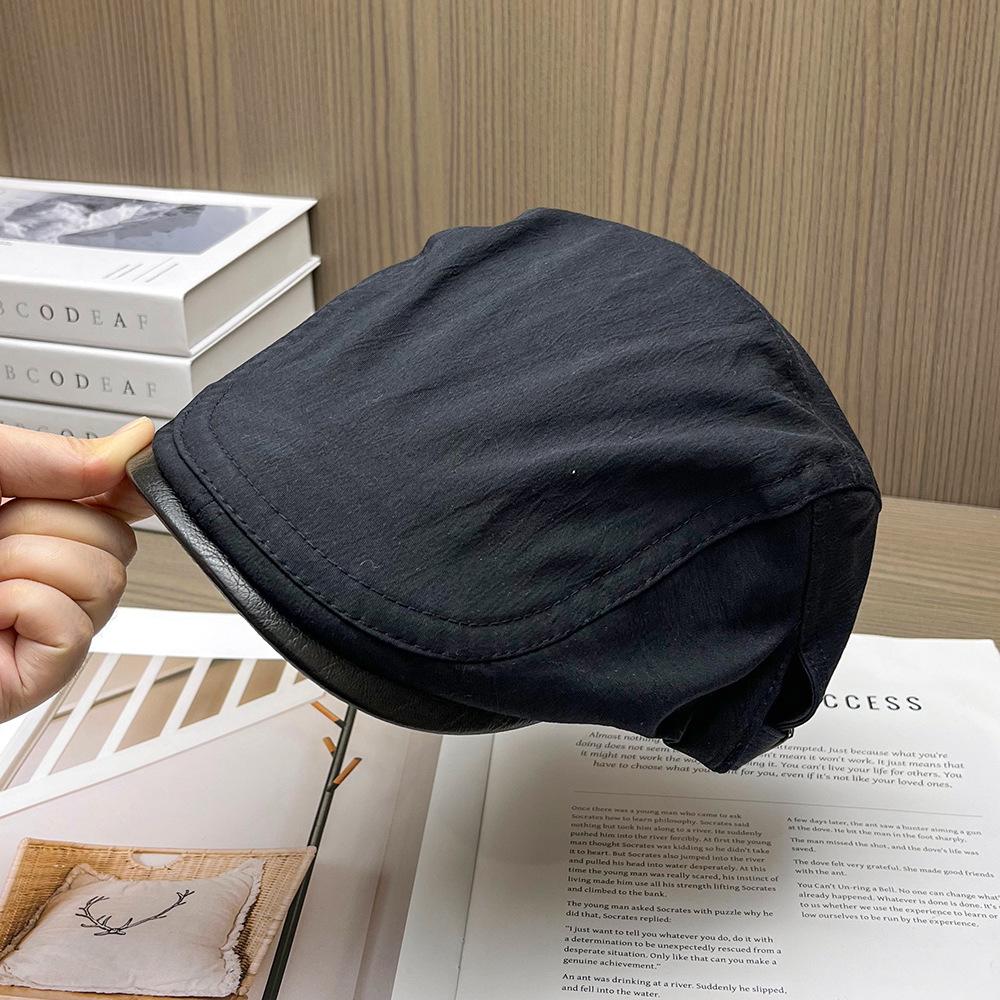 Summer Forward Beret For Women Outdoor Adjustable Unisex Solid PU Visor Sun Cap Retro Vintage Painter Caps Men Sunshade Gift