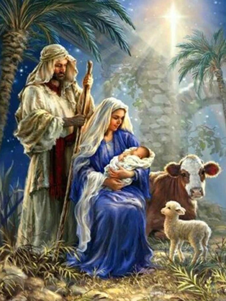 Virgin Mary and Jesus Diamond Painting 5D Diy Cross Embroidery Art Water Diamond Embroidery Religious Wall Decoration