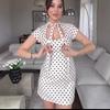 Women's Elegant and Fashionable Summer New French Polka Dot Tie-up Collar Slim-fitting Short Dress Dress