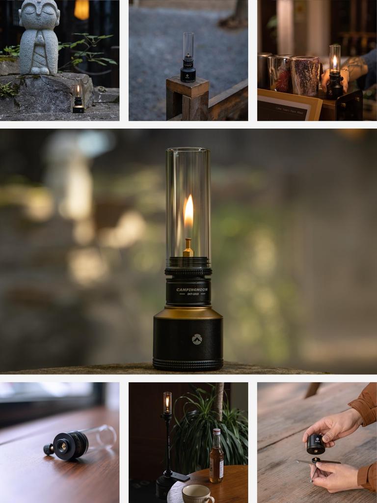 CAMPING MOON Gas Candle Lantern with Refill Tank and Wooden Lantern Case (BKT-1D15)