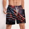 Men Swim Trunks Quick Dry Board Shorts with Drawstring Waistband Mesh and Side Pockets USA Flag Print Beachwear