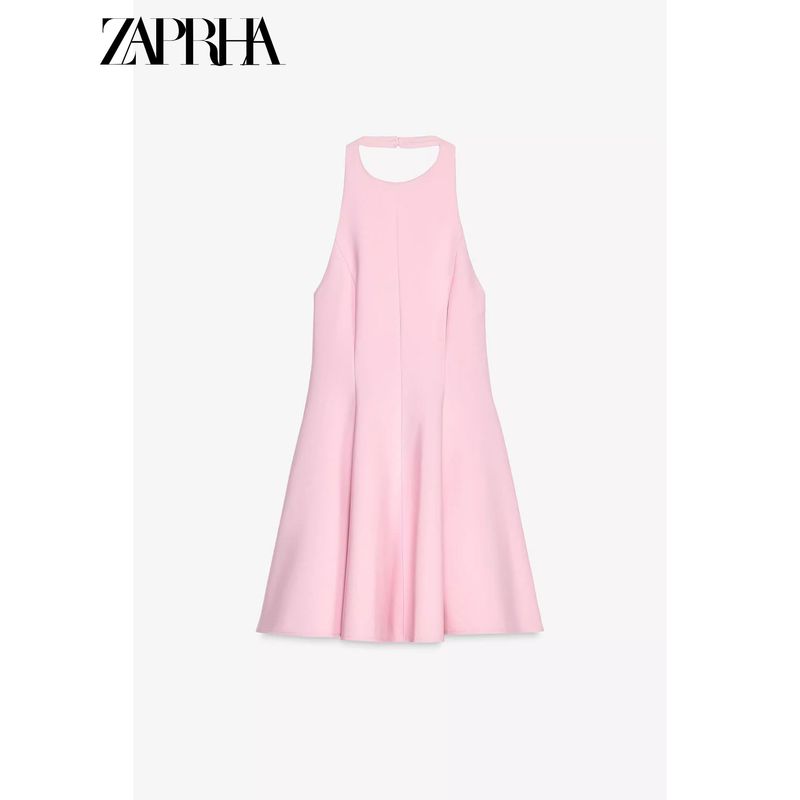 Zaprha 2025 New Arrival French Style Beautiful Wavy Style Wide Hem Halterneck Short Dress Waist Tight Slim Looking 2858777