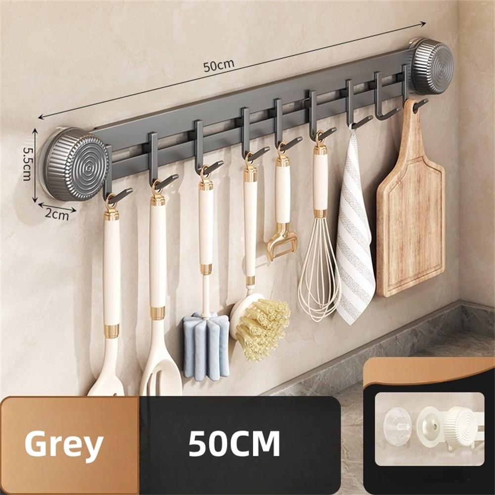 

Съемные настенные крючки для хранения на кухне, держатель для кухонной утвари на присоске Grey 50cm