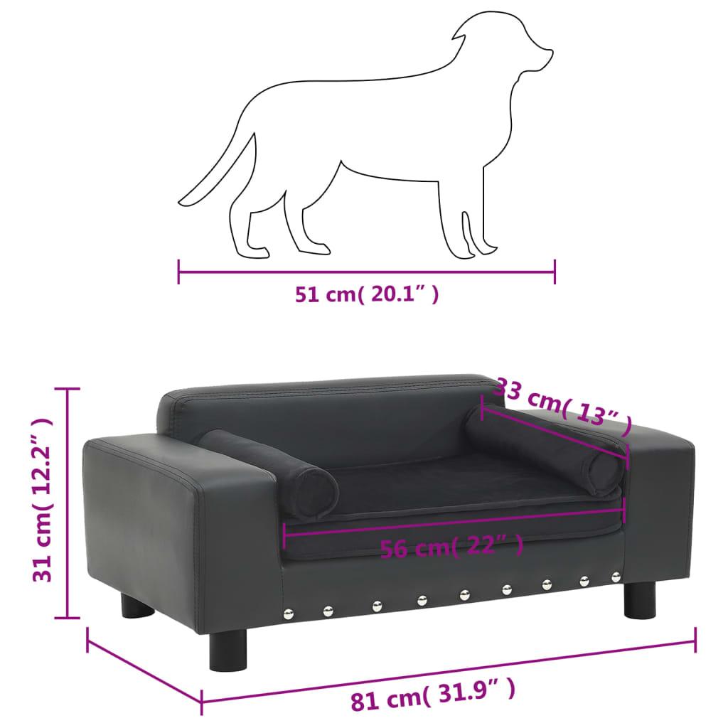 Pet Sofa Dark Gray 81x43x31 cm Plush and Faux Leather