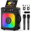 Karaoke Machine, Portable Bluetooth Speaker with 2 Wireless Microphones for Adults,Singing Machine for Parties and Gatherings