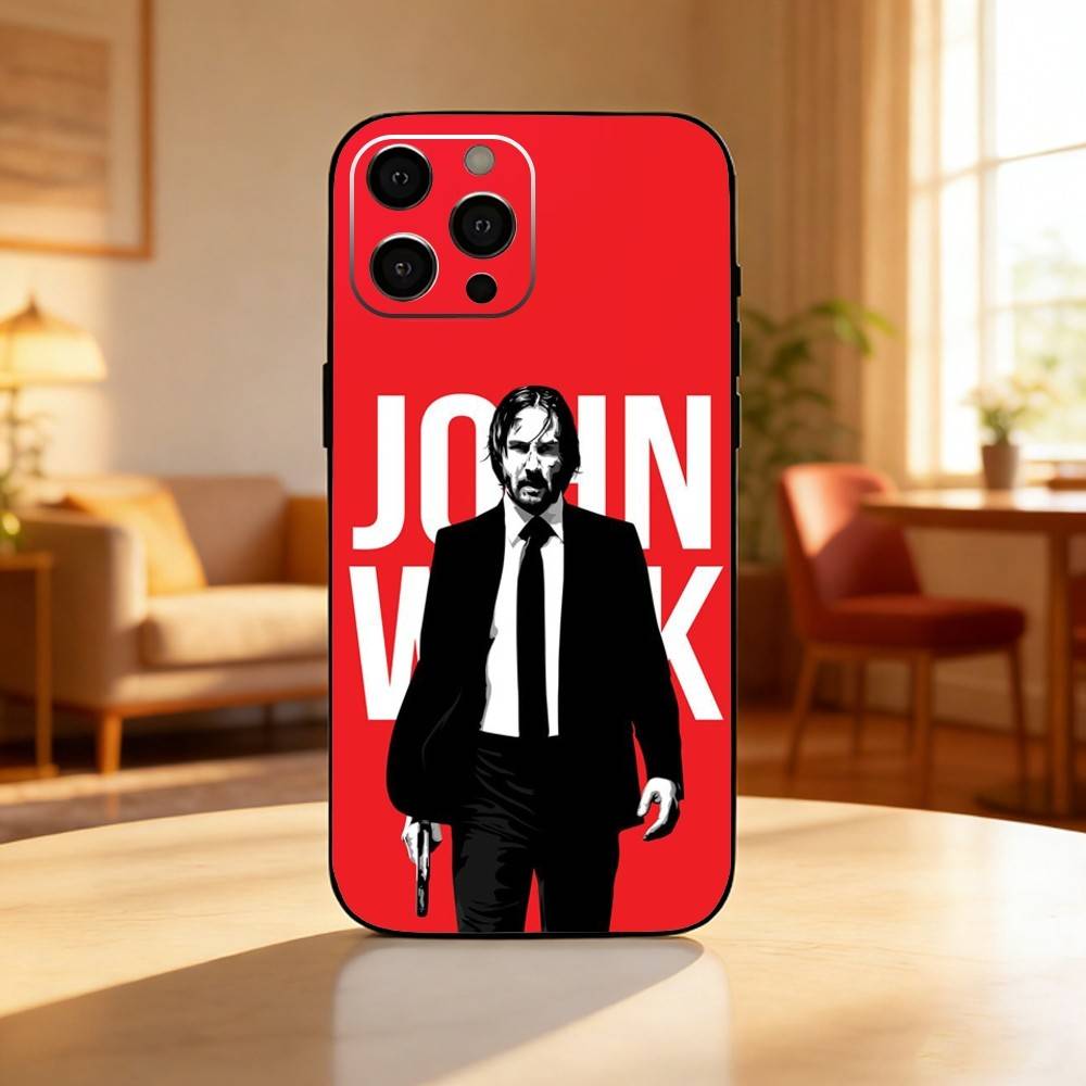 Cool Movie J-John W-Wick Phone Case For iPhone17,16,15,14,13,12 Plus,Max Soft Silicone Black Cover