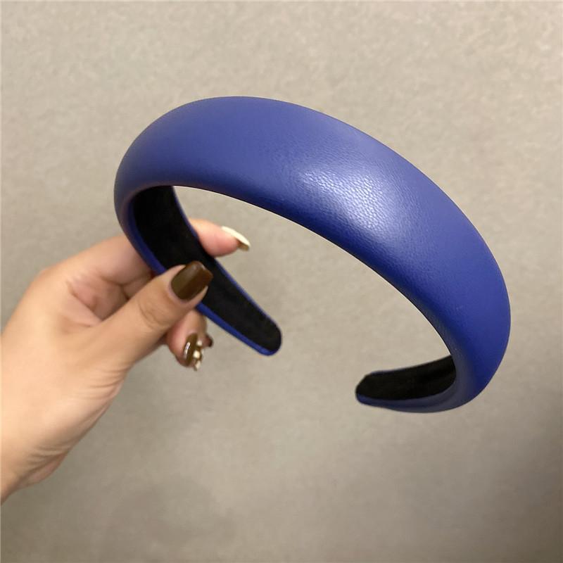 Vintage Pu Leather Thick Sponge Headband for Women Girls Korean Solid Color Wide Hair Hoop Headband Headwear Hair Accessories