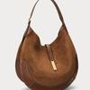 Damen Halbmond-Wildleder-Achseltasche mit Reitsport-Design