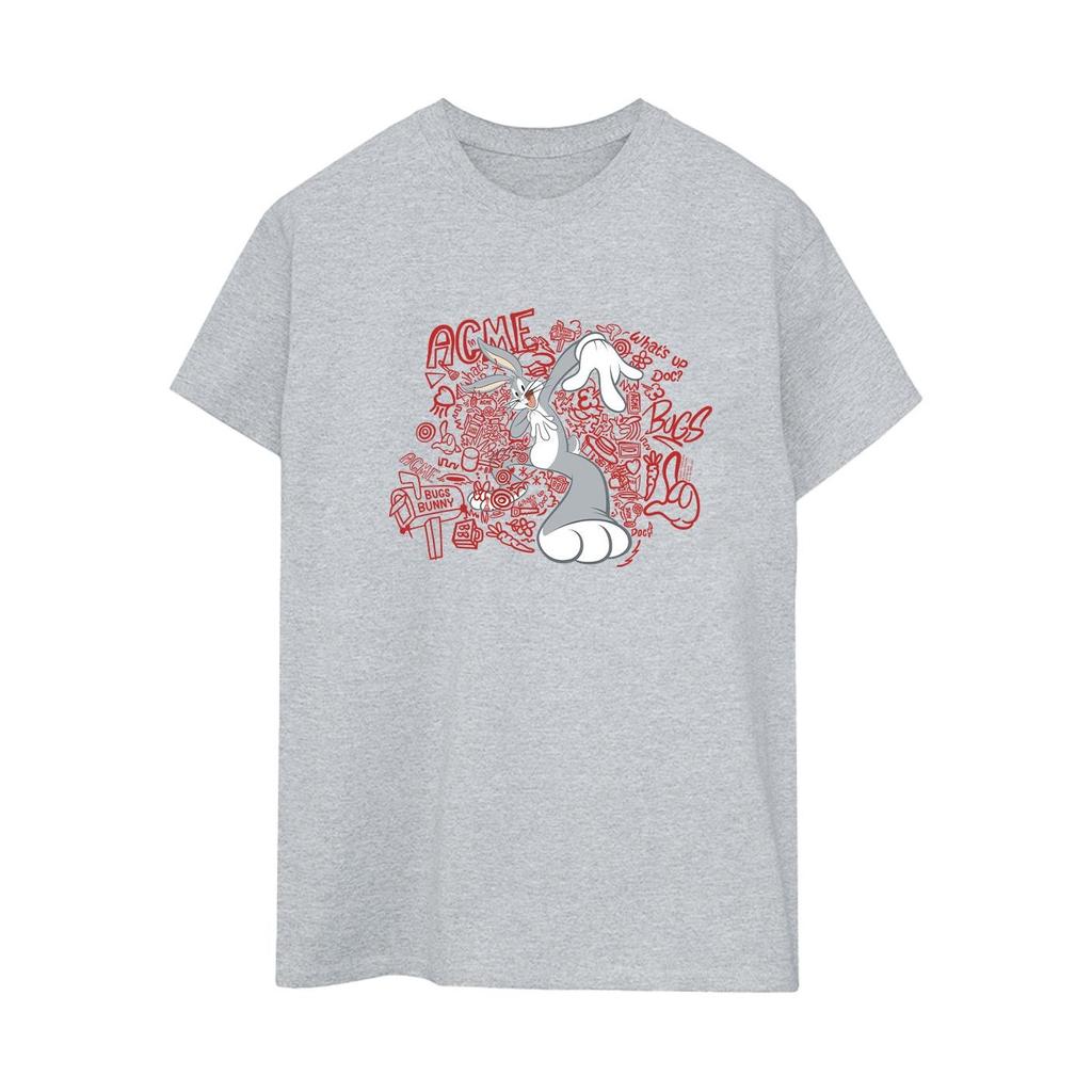 Looney Tunes Womens/Ladies ACME Doodles Bugs Bunny Cotton Boyfriend T-Shirt