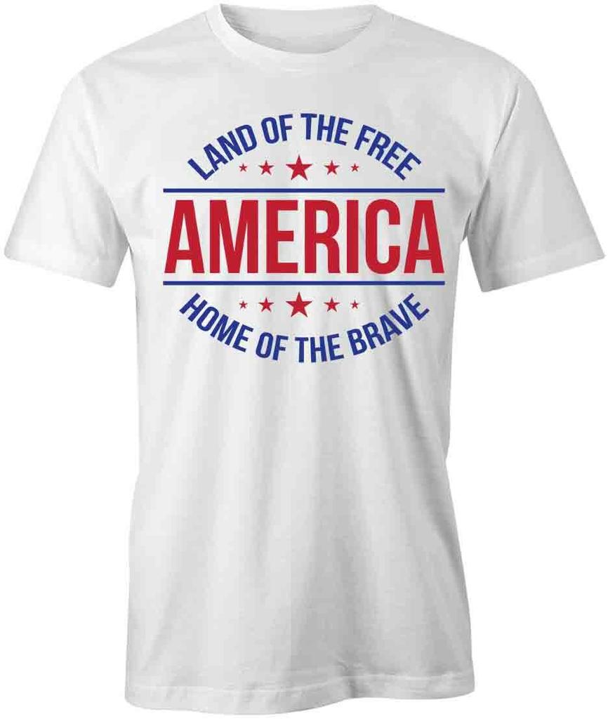 AMERICA LAND OF THE FREE TShirt Tee Short-Sleeved Cotton USA CLOTHING S1WSA286