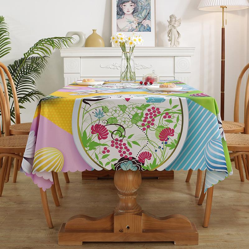 Easter Waterproof and Oil Proof Tablecloth Home Decoration Tablecloth Rectangular Anti Scald and Wear-resistant Easy To Maintain