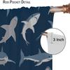 Kids Sea Animal Curtains Teens Boys Girls Bedroom Nursery Decor Cartoon Sharks Art Printed Window Drapes Fabric Light Blocking Polyester Sleeping Area