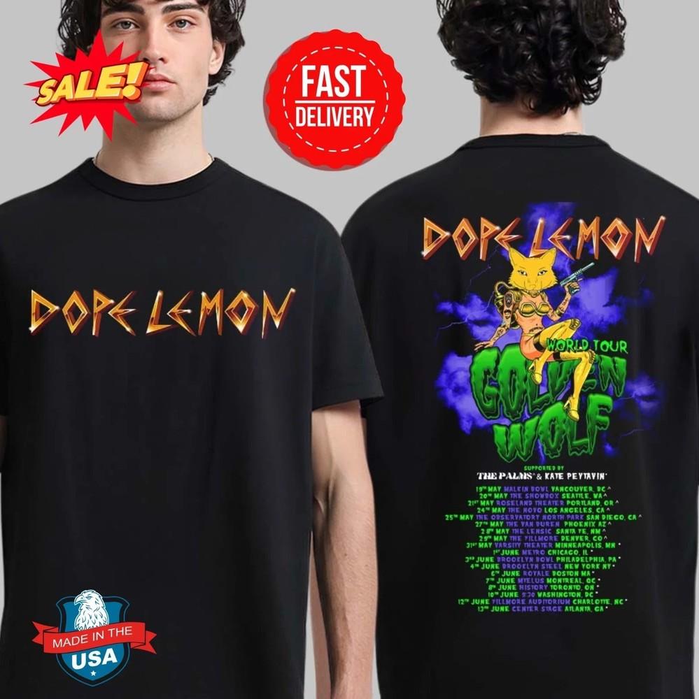 Dope Lemon Golden Wolf World Tour 2025 Nord America E Canada T-Shirt Unisex
