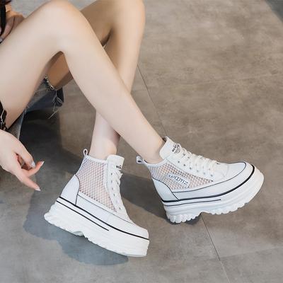 Thick-soled Hollow White Shoes Summer New Women's Shoes Breathable and Lightweight Casual Shoes Heightening Sports Women's Shoes