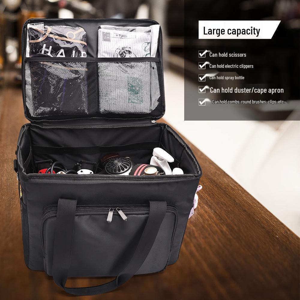 

Складная сумка большой вместимости и портативный чемодан для парикмахера чёрный