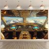 2D Flat Background Fabric, 1 Piece of Printed Background Fabric with Aircraft Cockpit Perspective Pattern