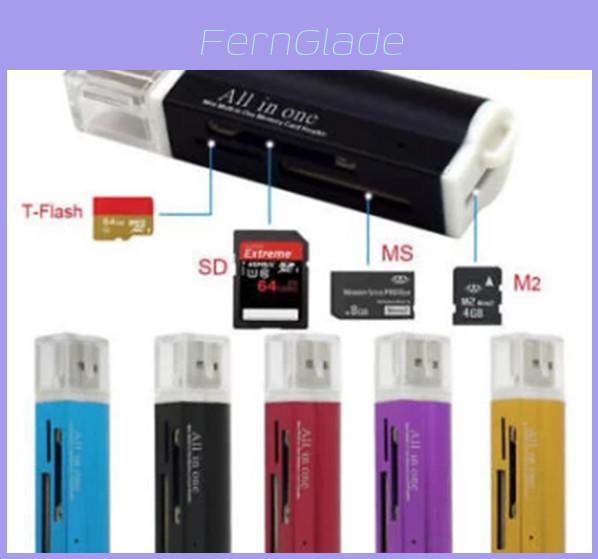 Stylový zlatý USB 2.0 All In 1 čtečka paměťových karet s všestrannými možnostmi úložiště