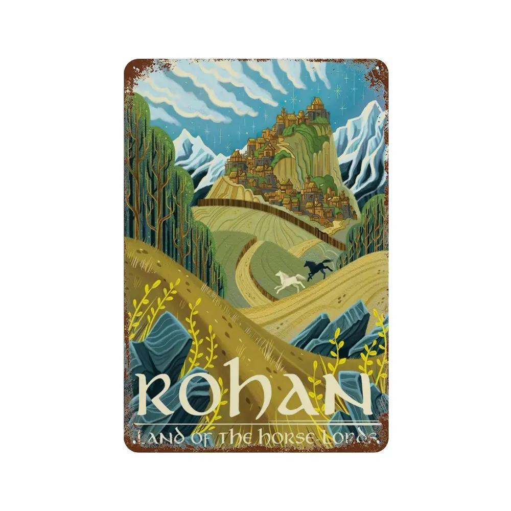 Abstract Ring Retro Travel Poster Metal Tin Sign Plaque Vintage Film Mordor Castle Lord Magic Kid Bed Room Home Wall Decor